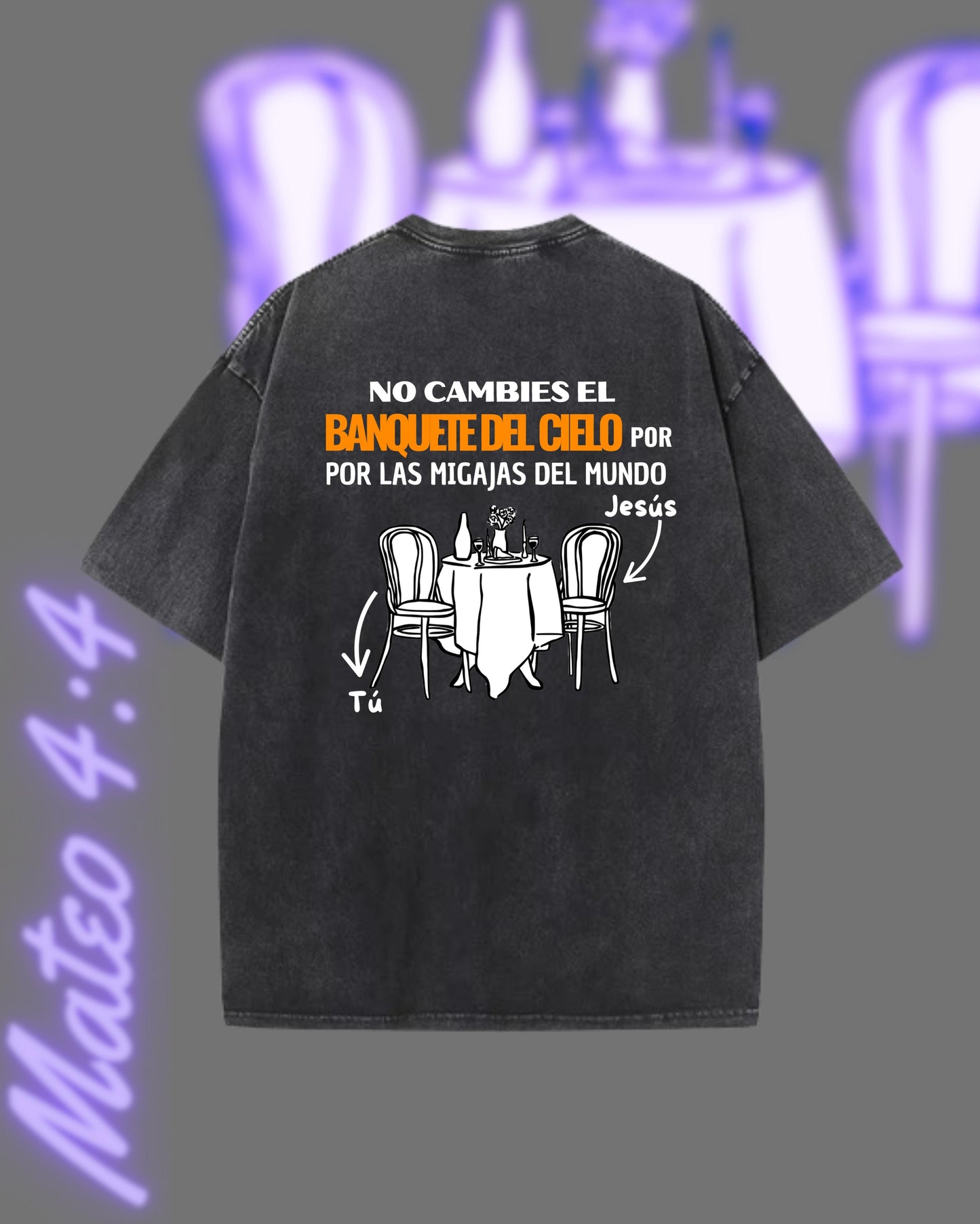 Camisa Mateo 4:4 Negra