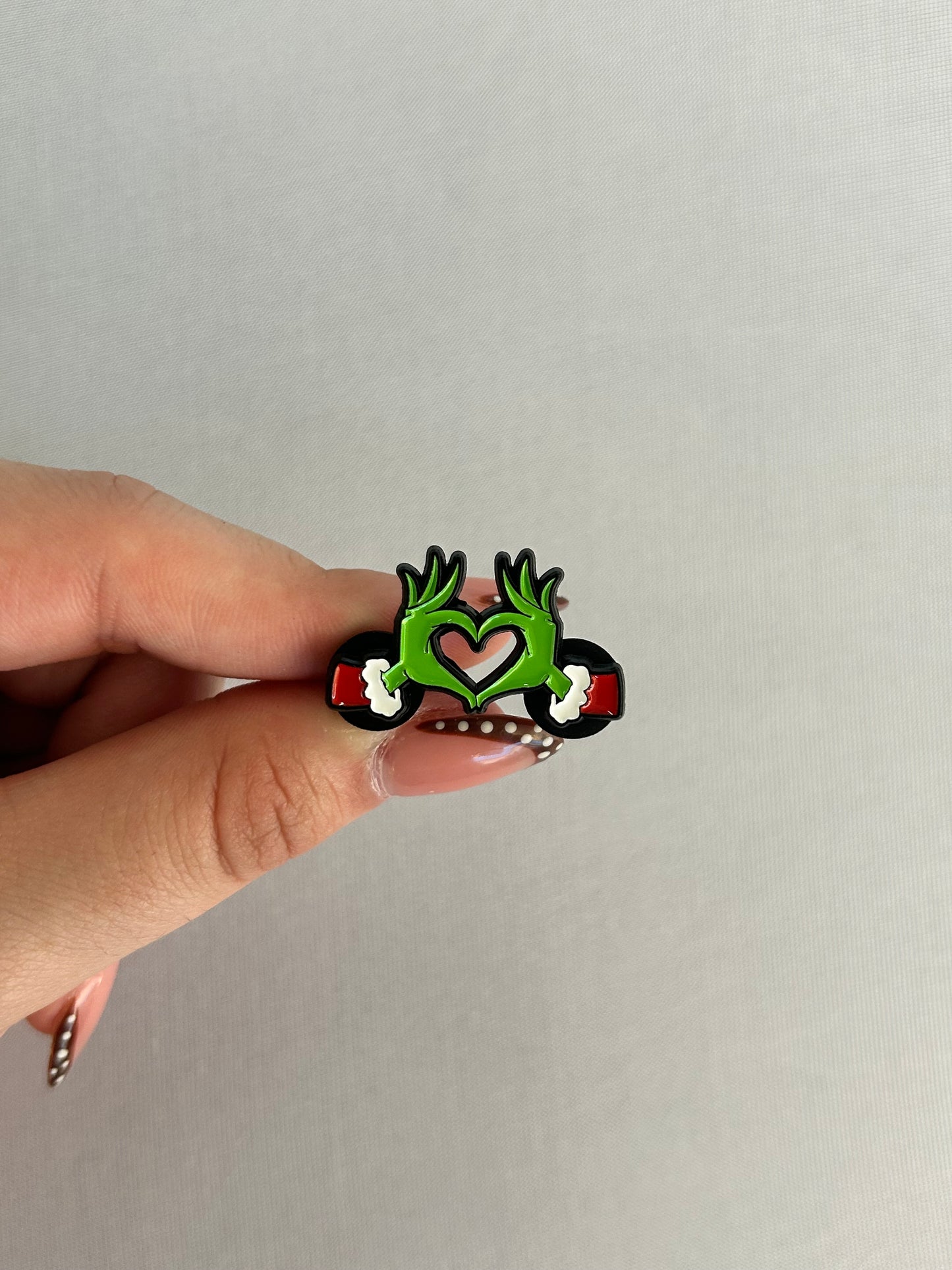 Grinch Heart Love Hands Pin